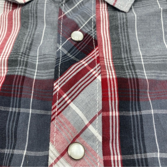 Levis Red Tab Mens Plaid Red Grey Button Pearl Snap Plaid Western Long Sleeve 3X - Picture 3 of 7
